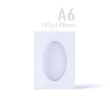 White Hammered Tri-Fold Oval Aperture Cards Pack